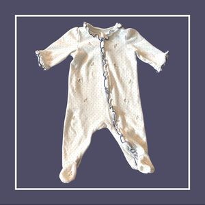 Polka Dot Ruffle Zipper Pajama—6m